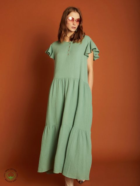 M04V15 vestido largo verde esmeralda