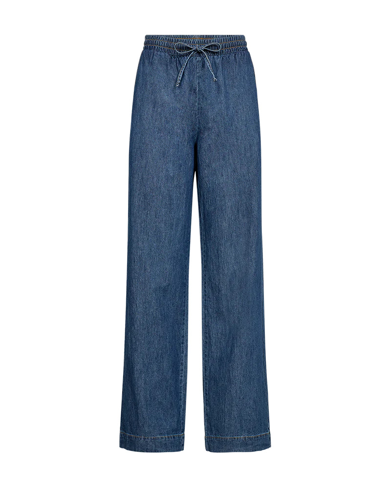 Fqlisea. Pantalón denim de mujer con goma en cintura.